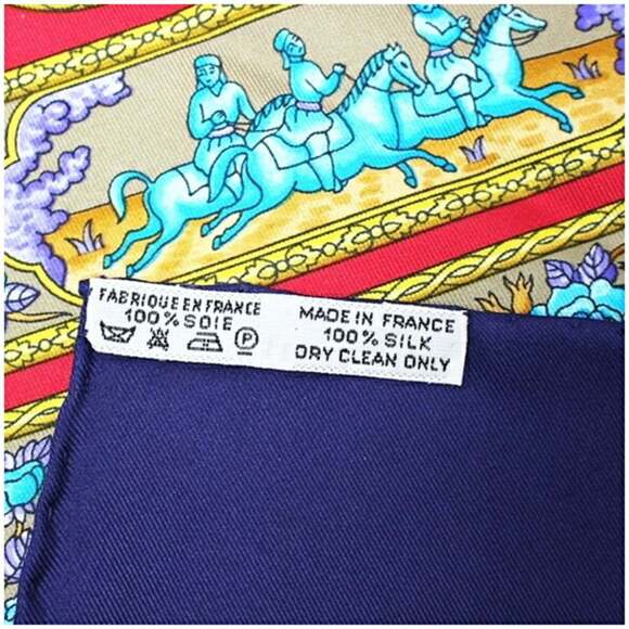 HERMES Blue Silk Scarf - Picture 6 of 8